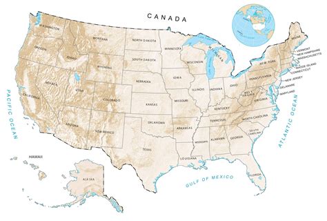 united states map with mountains
