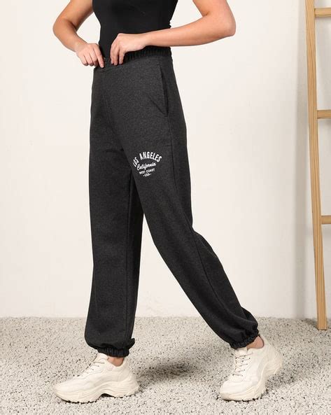 Buy Black Charcoal Track Pants for Women by Shein Online | sheinindia.in