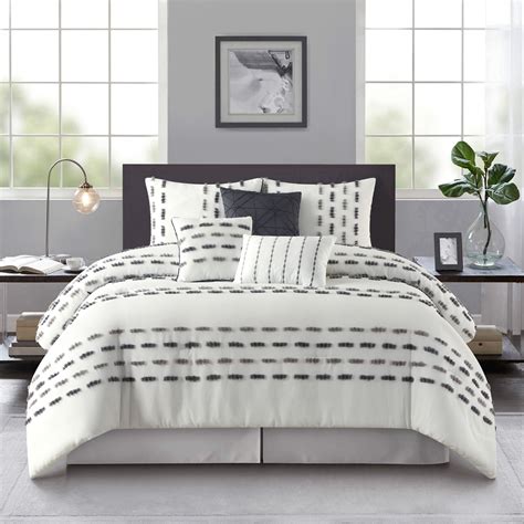 Lanco White Grey Comforter Set California King Size , 7 Piece , Clip ...
