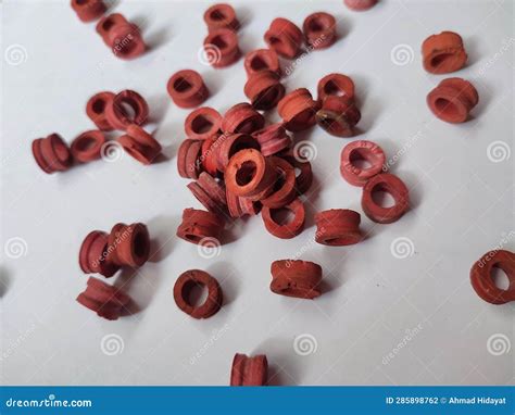Collection of Red Rubber Gas Cylinders Isolated on White Background Stock Photo - Image of ...