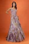 Buy Purple Sequins, Embroidery Sweetheart Neck Printed Lehenga With ...