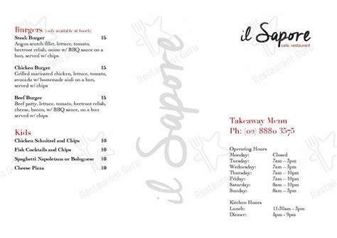 Menu at Rise N' Dine restaurant, Gregory Hills