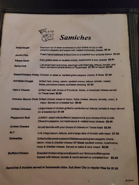 Menu at Derby Bar & Grill, Fairmont