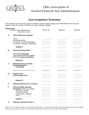18 Printable College Comparison Worksheet Forms and Templates ...
