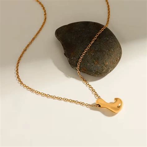 18KT Gold Plated Waterproof Statement Bubble Initial Pendant Necklace ...