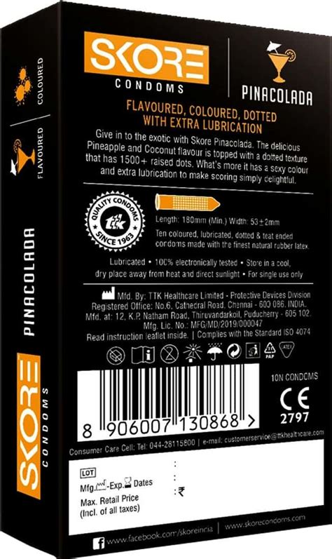 Buy SKORE PINA COLADA DOTTED BOX OF 10 CONDOMS Online & Get Upto 60% ...