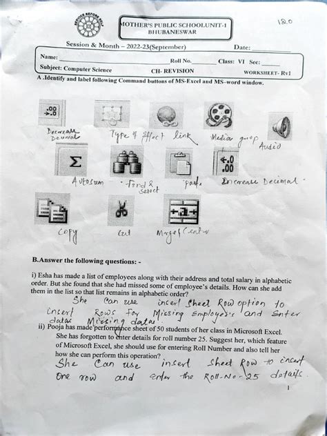 Image result for Grade 6 Worksheet for Computer Science