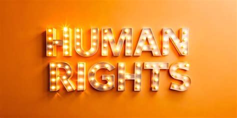 Glossy orange background with glowing human rights text for advocacy ...