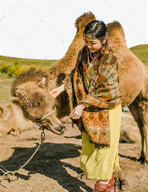 骆驼女孩素材图片免费下载-千库网