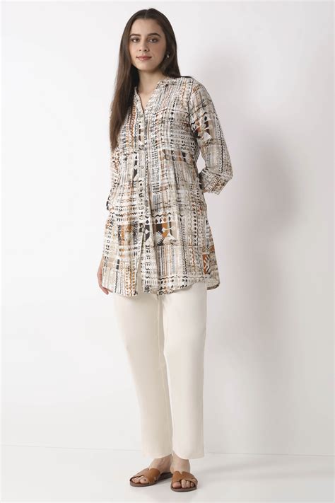 Buy Off White Cotton Narrow Pants Online at Biba Global