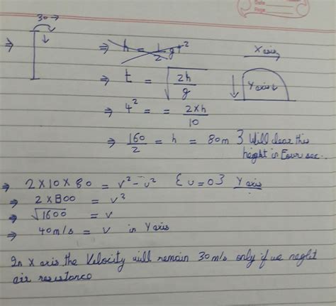 a body is projected horizontally with speed 30 metre per second with ...