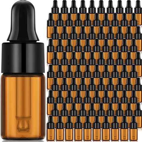 Amazon.com: Nuogo 100 Pcs Amber Glass Mini Dropper Bottles Essential ...