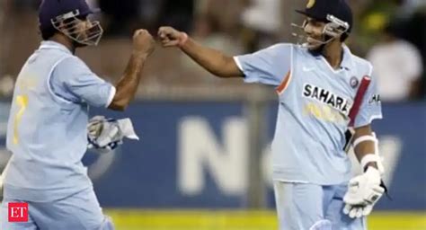 Dohni and Rohit Sharma celebrate - | The Economic Times