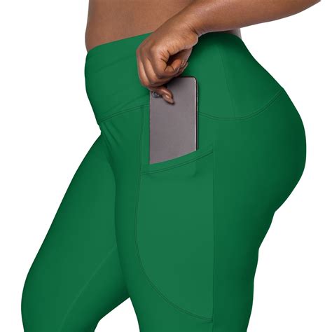 Solid Dark Green Leggings for Women, Stylish Workout Leggings, High ...