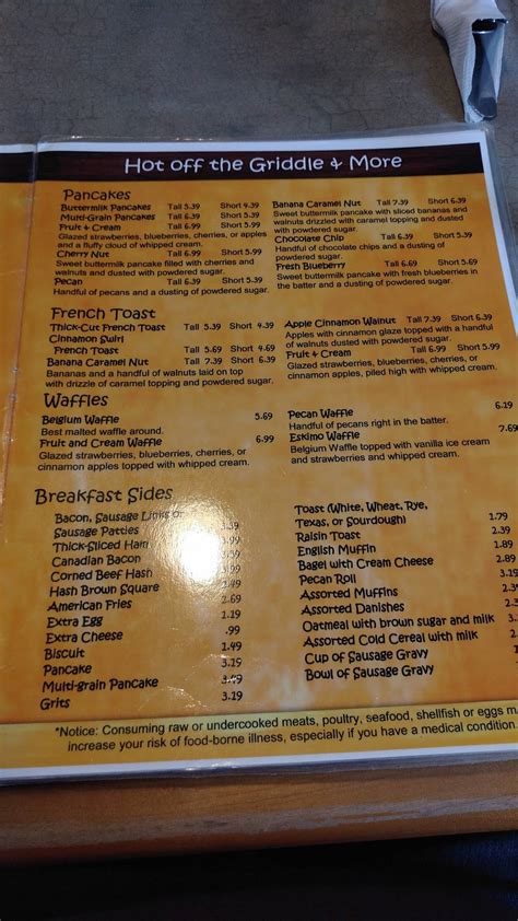 Carta del restaurante Country Table, White Pigeon