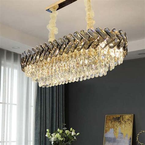 Regal Radiance Long Crystal Chandelier