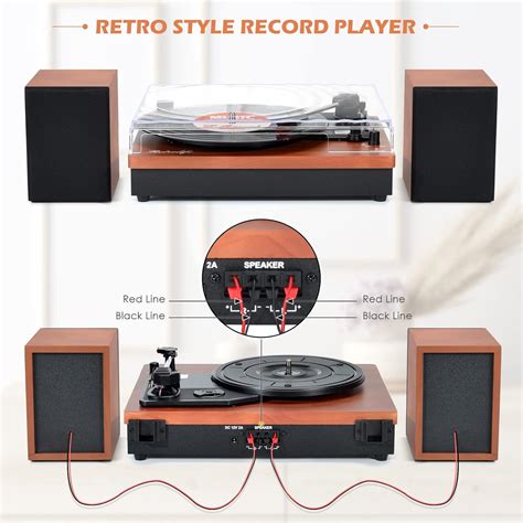 Buy Turntable with Speakers Vintage Record Player Belt-Drive 3-Speed ...