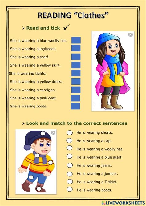 READING -clothes- worksheet | English worksheets for kids, Reading ...