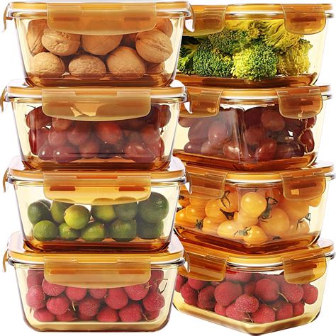 Amazon.com: DAS TRUST Amber Glass Meal Prep Containers Microwave Safe ...