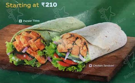 Menu at Subway, Kolkata, 122-A