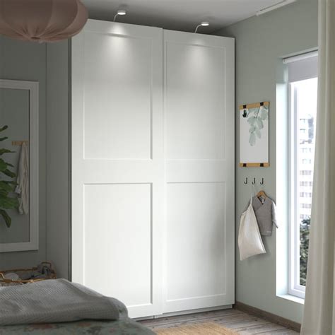 PAX / GRIMO wardrobe, white/white, 150x66x236 cm (59x26x931/8") - IKEA