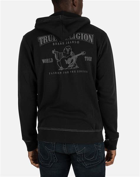 True Religion Cotton Classic Logo Zip-up Hoodie in Black for Men - Lyst