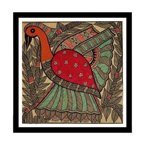 Beautiful Bird Madhubani Painting, Framed Art – Dessine Art
