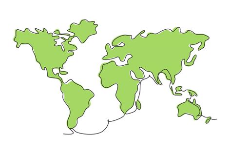World map. Continuous one line drawing of world atlas minimalist vector illustration design on ...