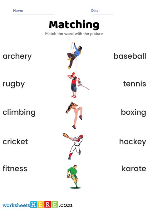 Matching Different Sports Worksheet 的图像结果