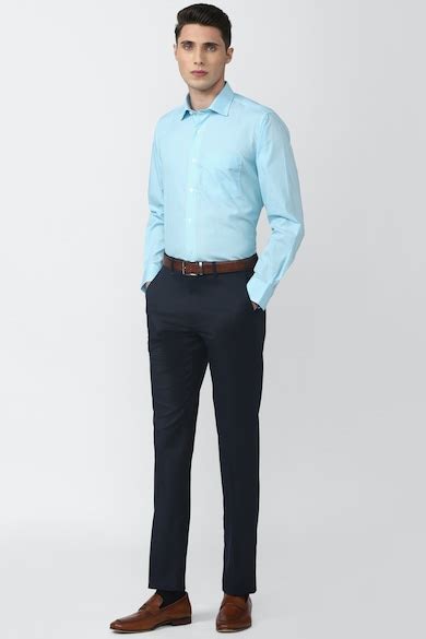 Buy Men Blue Regular Fit Solid Full Sleeves Formal Shirt Online ...