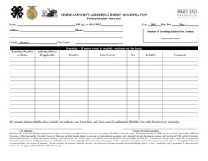 Fillable Online extension umd Breeding Rabbit Registration Form ...