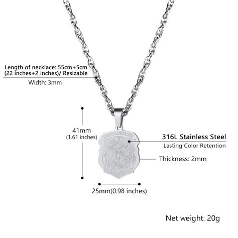 Buy PROSTEEL St Michael The Archangel Pendant Chain Stainless Steel ...