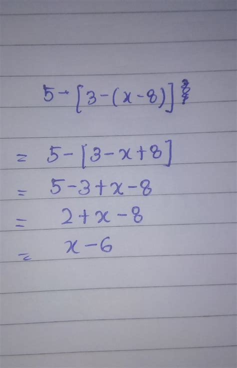 Simplify 5-{3-(x-8)} - Brainly.in