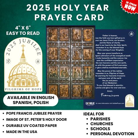 Holy Year Jubilee Prayer Cards Polish - Churches, Parishes, Schools ...