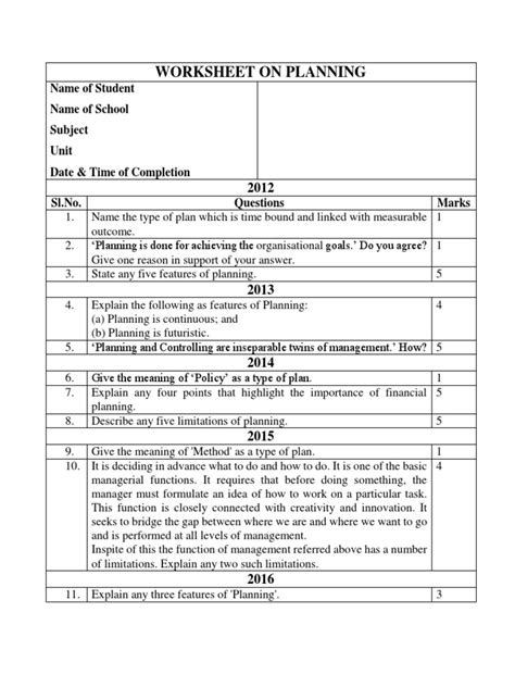Image result for Planning Process Worksheet