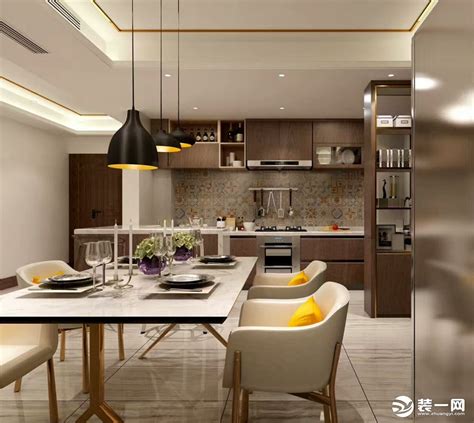 现代简约开放式厨房效果图-上海装潢网