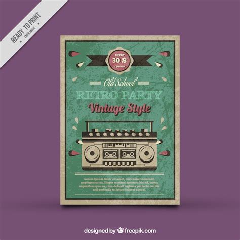 Party poster d'epoca con radio decorativo | Vettore Gratis