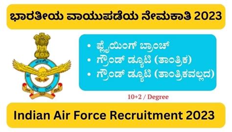 ಭಾರತೀಯ ವಾಯುಪಡೆಯ ನೇಮಕಾತಿ 2023| Indian Air Force Recruitment 2023