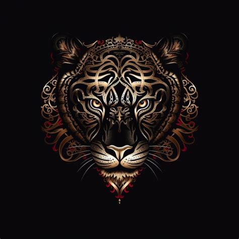 A close up of a tigers head with a black background generative ai ...