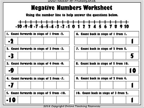Negative Numbers Worksheets 的图像结果