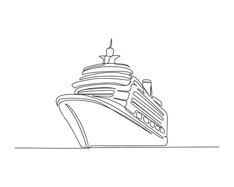 Premium Vector | Continuous one line drawing of sailing cruise ship