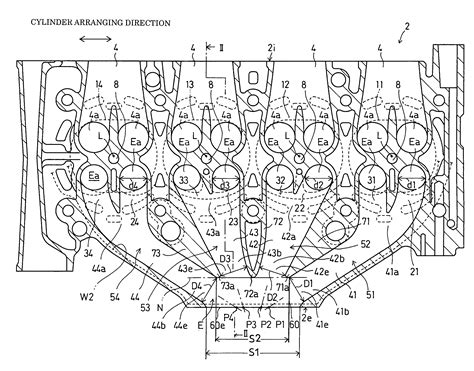 Multiple-cylinder internal combustion engine having cylinder head ...