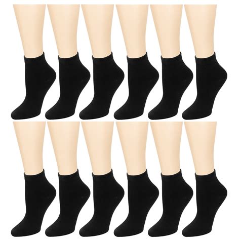 12 Pairs Assorted Colors Women's Ankle Socks Size 9-11 Black - Walmart.com