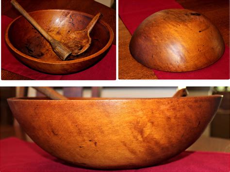 Antique MUNISING Wood Dough Bowl, Solid Hardwood Maple