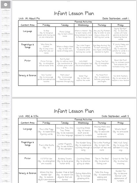 Year Long Infant Lesson Plan! 50 Pages! - Etsy UK | Planification de ...