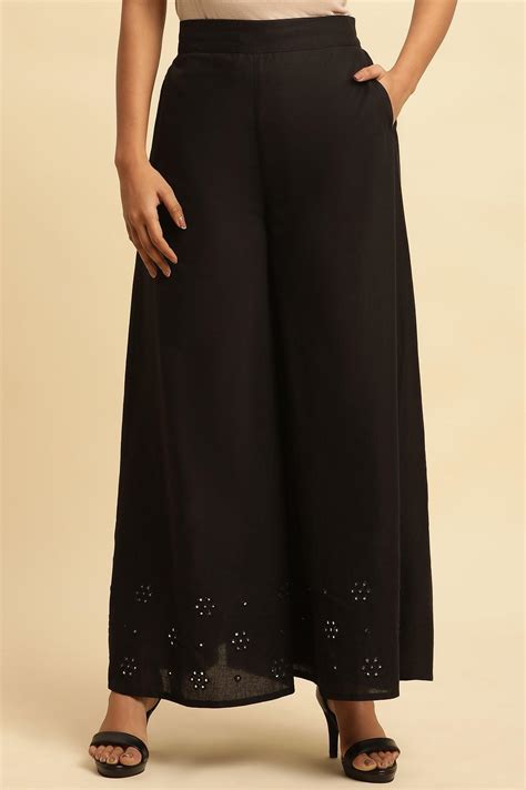 Buy Jet Black Flared Culottes With Mirror Work @ 1699 | W for woman ...