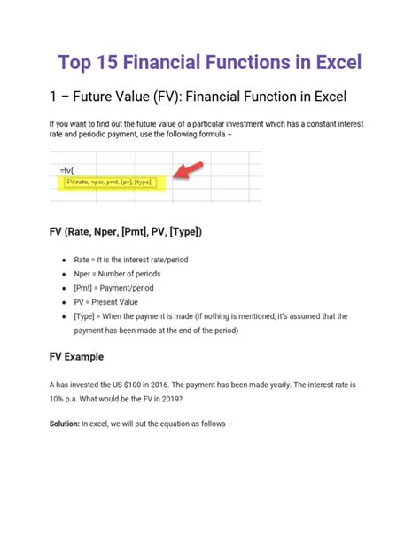 Excel Financial Formulas List 的图像结果
