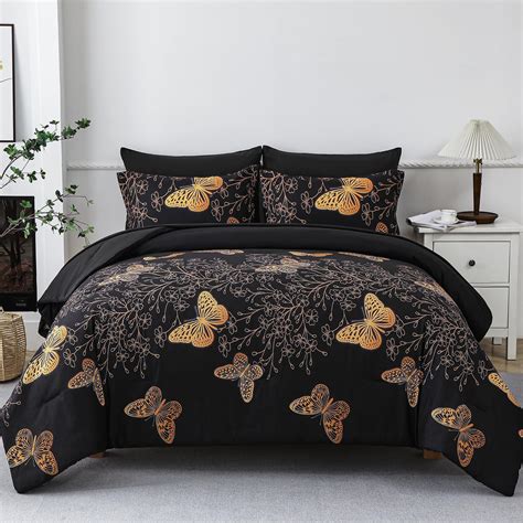 Amazon.com: Yogeneg 7 Piece Bed in a Bag King Size Comforter Set Black ...