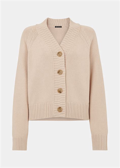 Ivory Ribbed Detail Cotton Cardigan | WHISTLES | Whistles UK