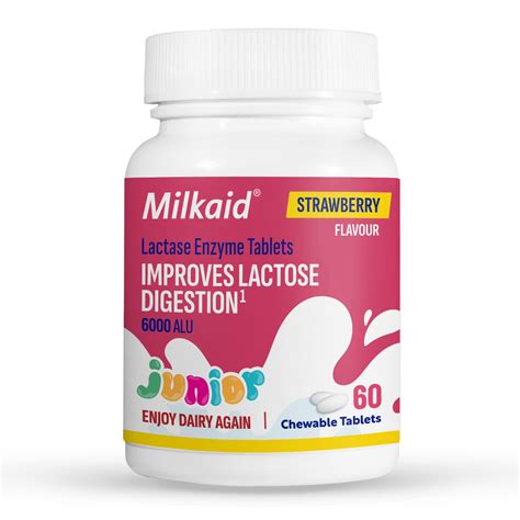 Milkaidjunior Lactase Enzyme Chewable Tablets For Lactose Intolerance ...